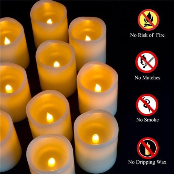New Flameless Candles Battery Operated Candles Set of 12 Ivory Real Wax Pillars - Picture 3 of 5
